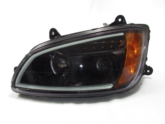 Black Projector Headlight W/Led Bar For Kenworth T660 - Driver Side