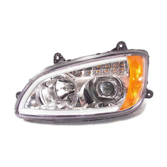 Chrome Projector Headlight W/Led Bar For Kenworth T660, Driver Side