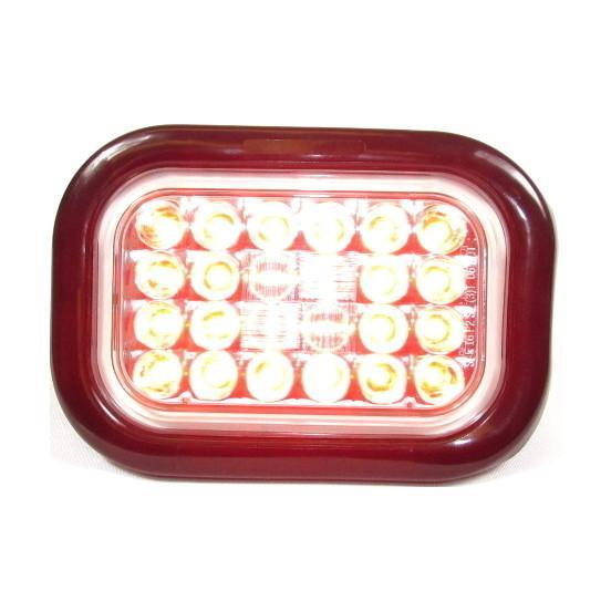 5.3" x 3.4" Red Rectangular Tail/Stop/Turn Led Light With 24 Leds And Clear Lens | F235287