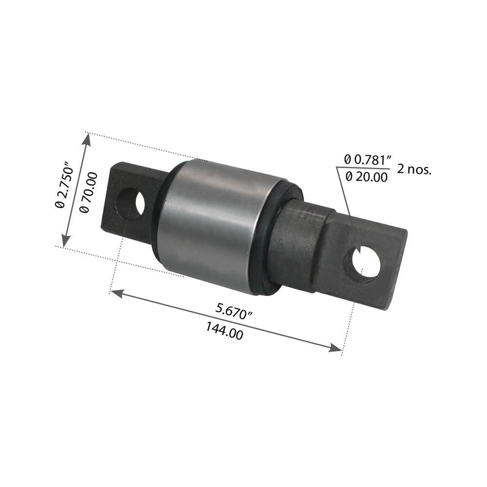 Fortpro Torque Rod Bush | Offset Straddle | Compatible with Hendrickson Replaces 46737-000L | F184226