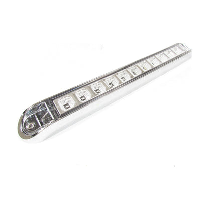 17-6/8" X 2-1/8" Amber Led Light Bar With 11 Leds, Amber Lens And Chrome Bezel | F235249