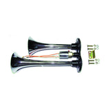 Fortpro 2 Round Chrome Trumpet Air Horn - 12/24 Volt Train horn for Trucks & Semi-Trucks  | F224767