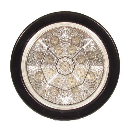 4" Amber Round Tail/Turn Led Light With 17 Leds, Clear Lens And Chromed Reflector | F235113