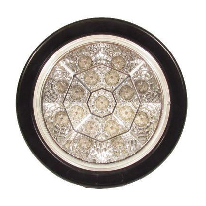4" Amber Round Tail/Turn Led Light With 17 Leds, Clear Lens And Chromed Reflector | F235113