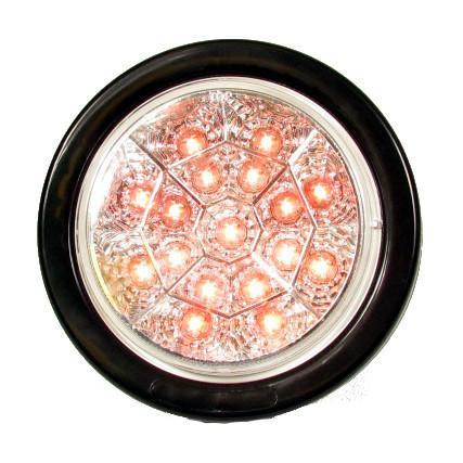 4" Red Round Tail/Stop/Turn Led Light With 17 Leds, Clear Lens And Chromed Reflector | F235103