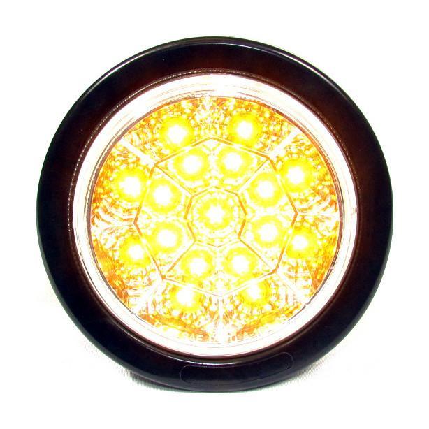 4" Amber Round Tail/Turn Led Light With 17 Leds, Clear Lens And Chromed Reflector | F235113