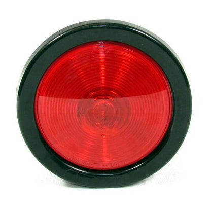 4" Round Red Incandescent Trailer Tail Light With Grommet & Plug