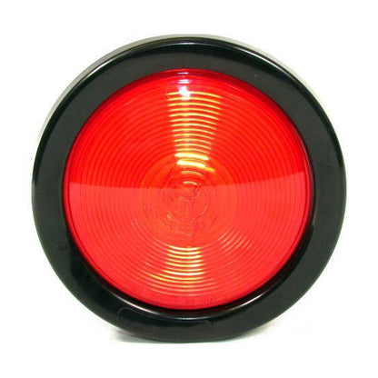 4" Round Red Incandescent Trailer Tail Light With Grommet & Plug