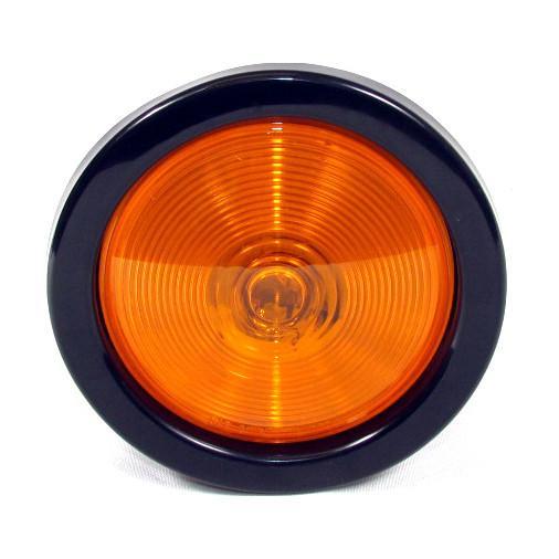 4" Round Amber Incandescent Trailer Tail Light With Grommet & Plug