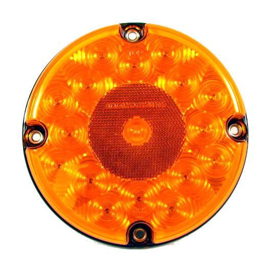 7" Amber Round Tail/Turn Led Bus Light With 17 Leds And Amber Convex Dot Lens | F235309