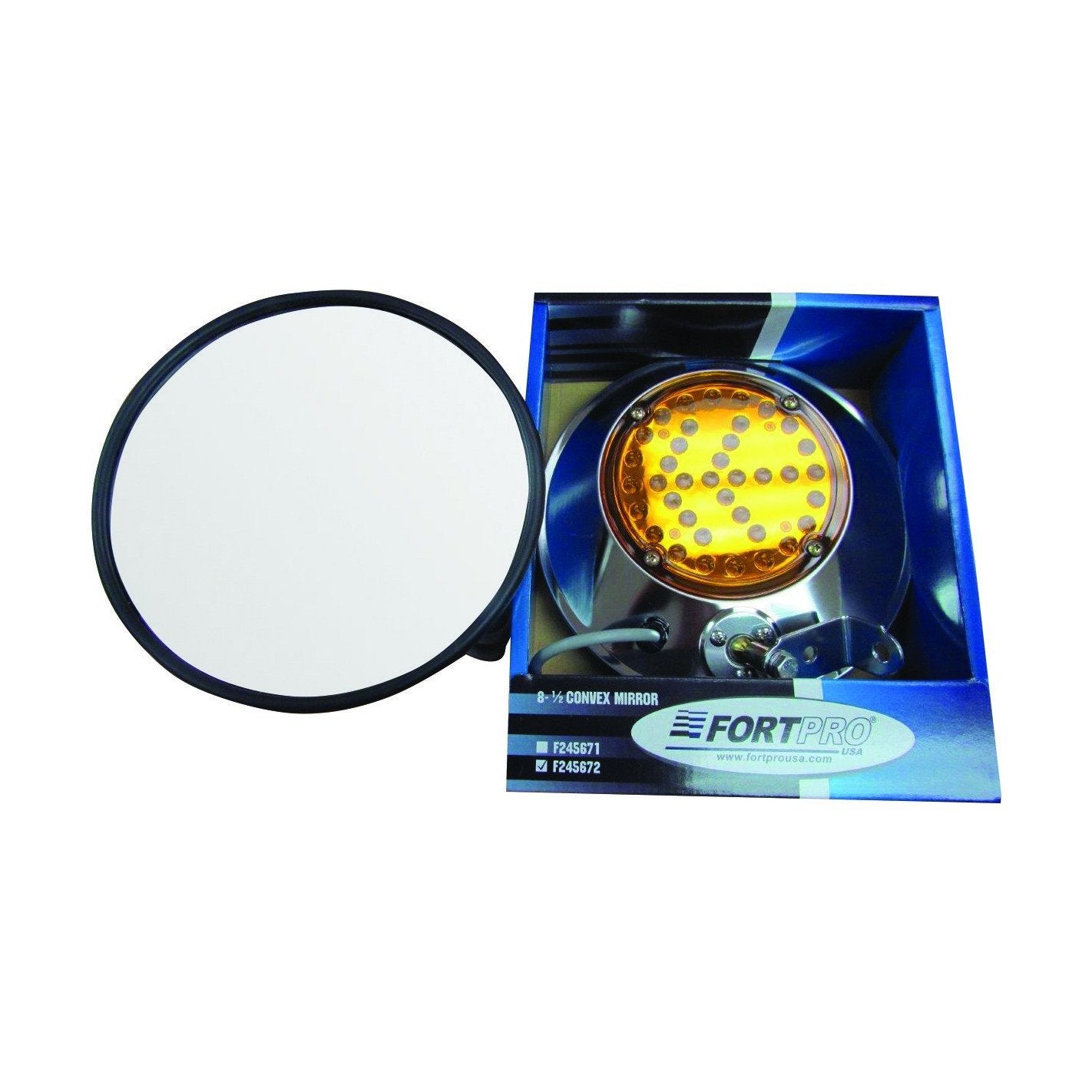 8 1/2" Convex Mirror Stainless Steel With Led Turn Signal - Passenger Side | F245671