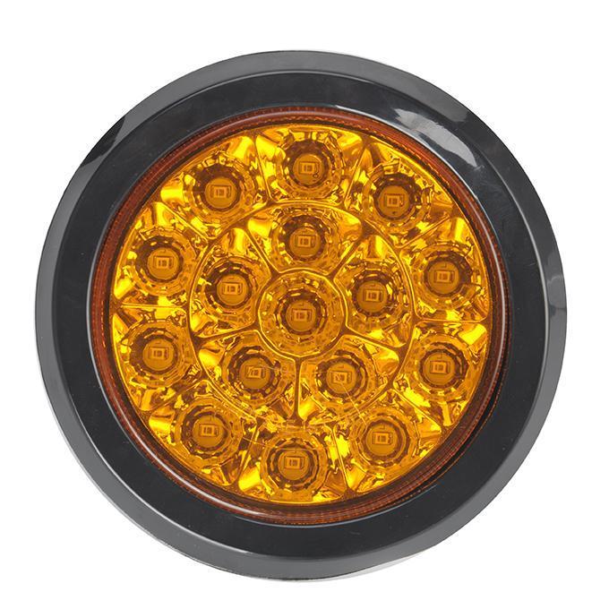Fortpro 4" Amber Round Tail/Turn Led Light with 16 SQ Leds, Amber Lens and Chrome Reflector | F235436