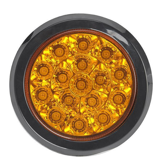 4" Amber Round Tail/Turn Led Light With 16 Sq Leds, Amber Lens And Chrome Reflector | F235436