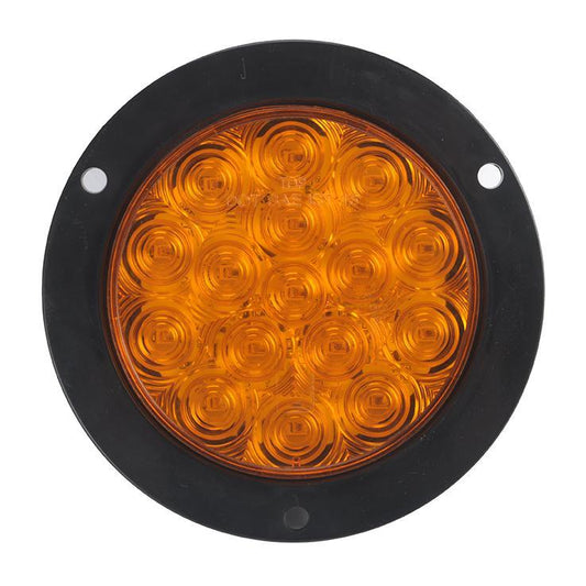 4" Amber Round Tail/Turn Led Light With 16 Sq Leds, Amber Lens And Steel Flange Mount | F235439