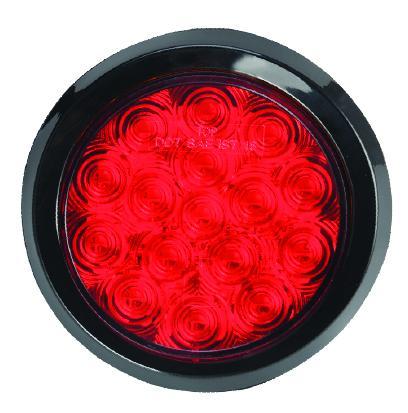 Fortpro 4" Red Round Tail/Stop/Turn Led Light with 16 SQ Leds and Red Lens | F235508