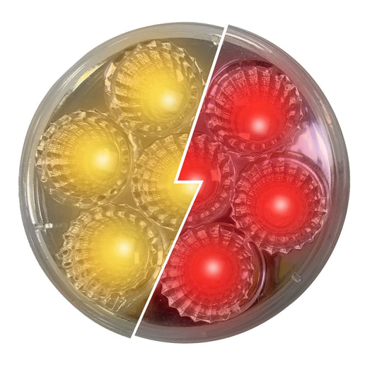 2” Round Dual Function Multivoltage Led Lights - Red & Ambar Led/Clear Lens | F238701