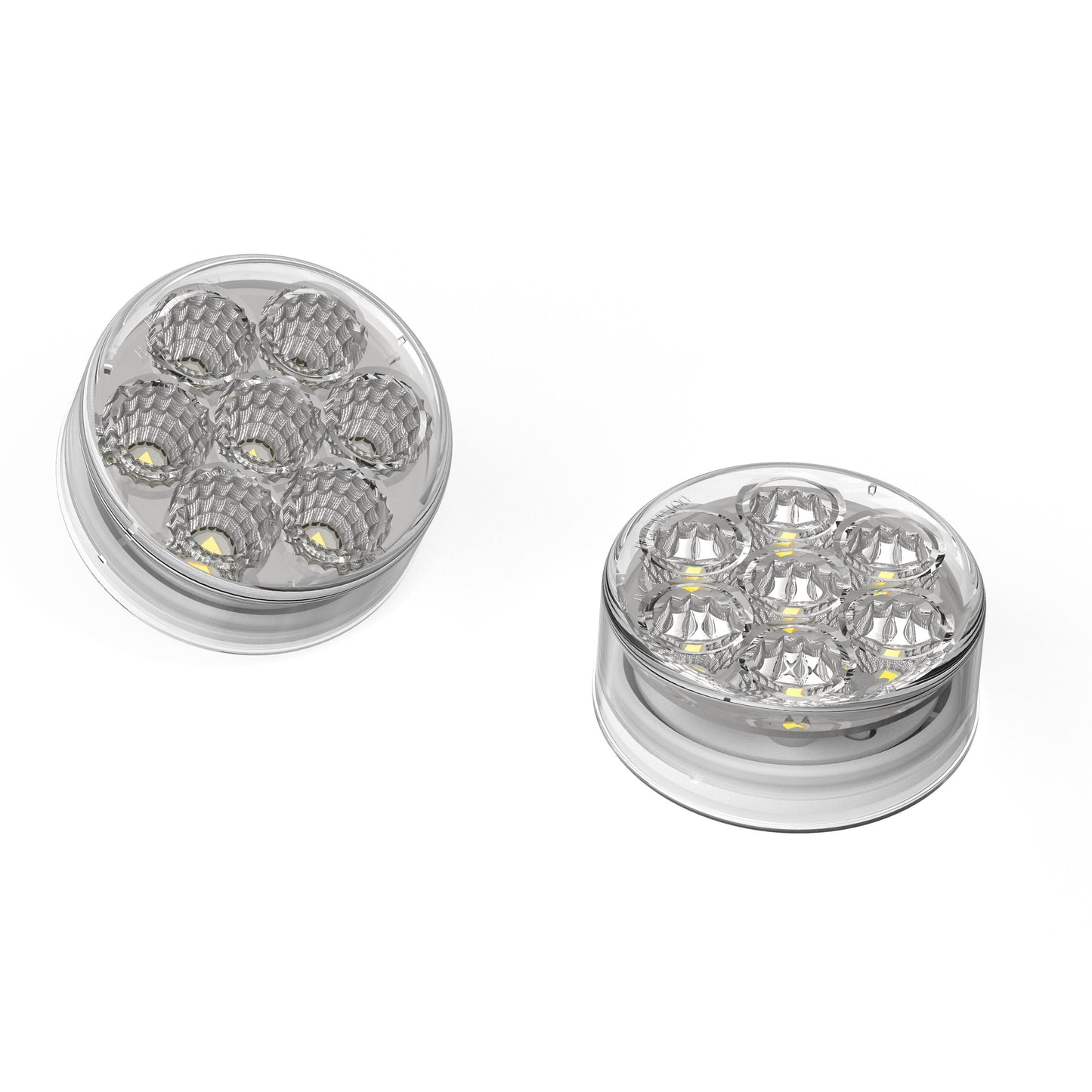 2-1/2” Round Dual Function Multivoltage Led Lights - Red & Ambar Led/Clear Lens | F238704