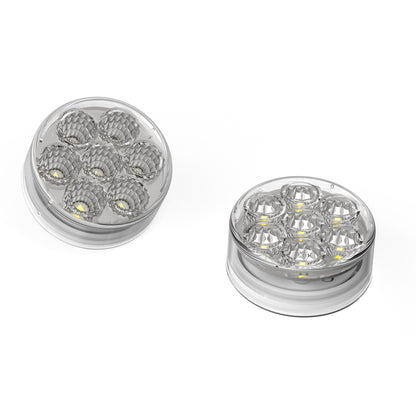 2-1/2” Round Dual Function Multivoltage Led Lights - Red & Ambar Led/Clear Lens | F238704