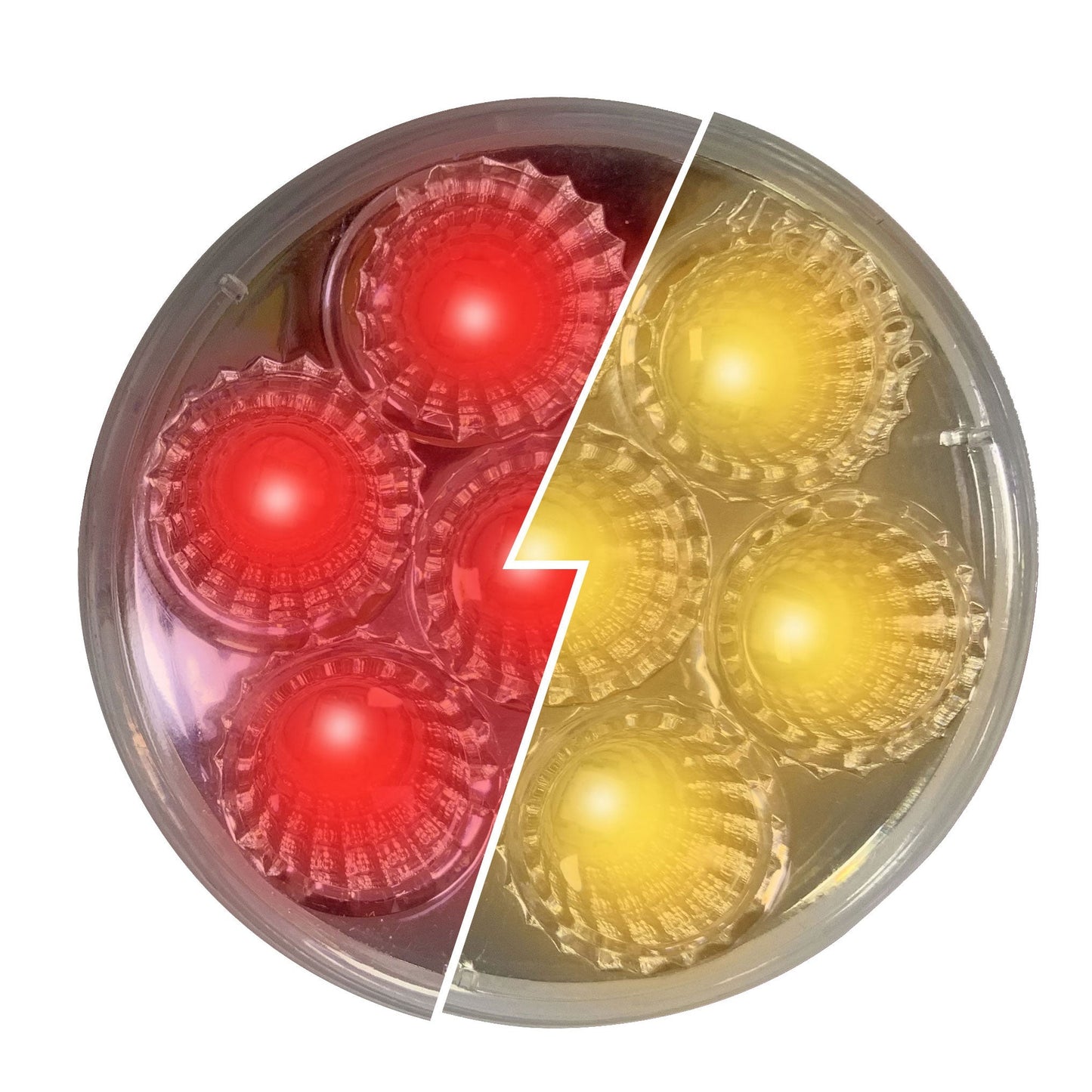 Fortpro 2 1/2” Round Dual Function Multivoltage LED Lights - Red & Ambar LED / Clear Lens | F238704