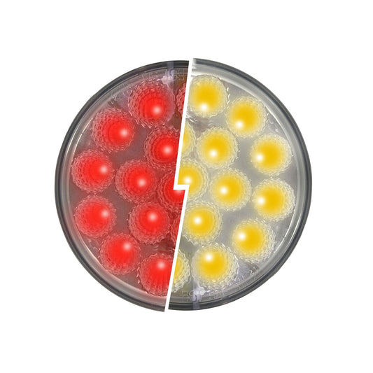 Fortpro 4” Round Dual Function Multivoltage LED Lights - Red & Ambar LED / Clear Lens | F238708