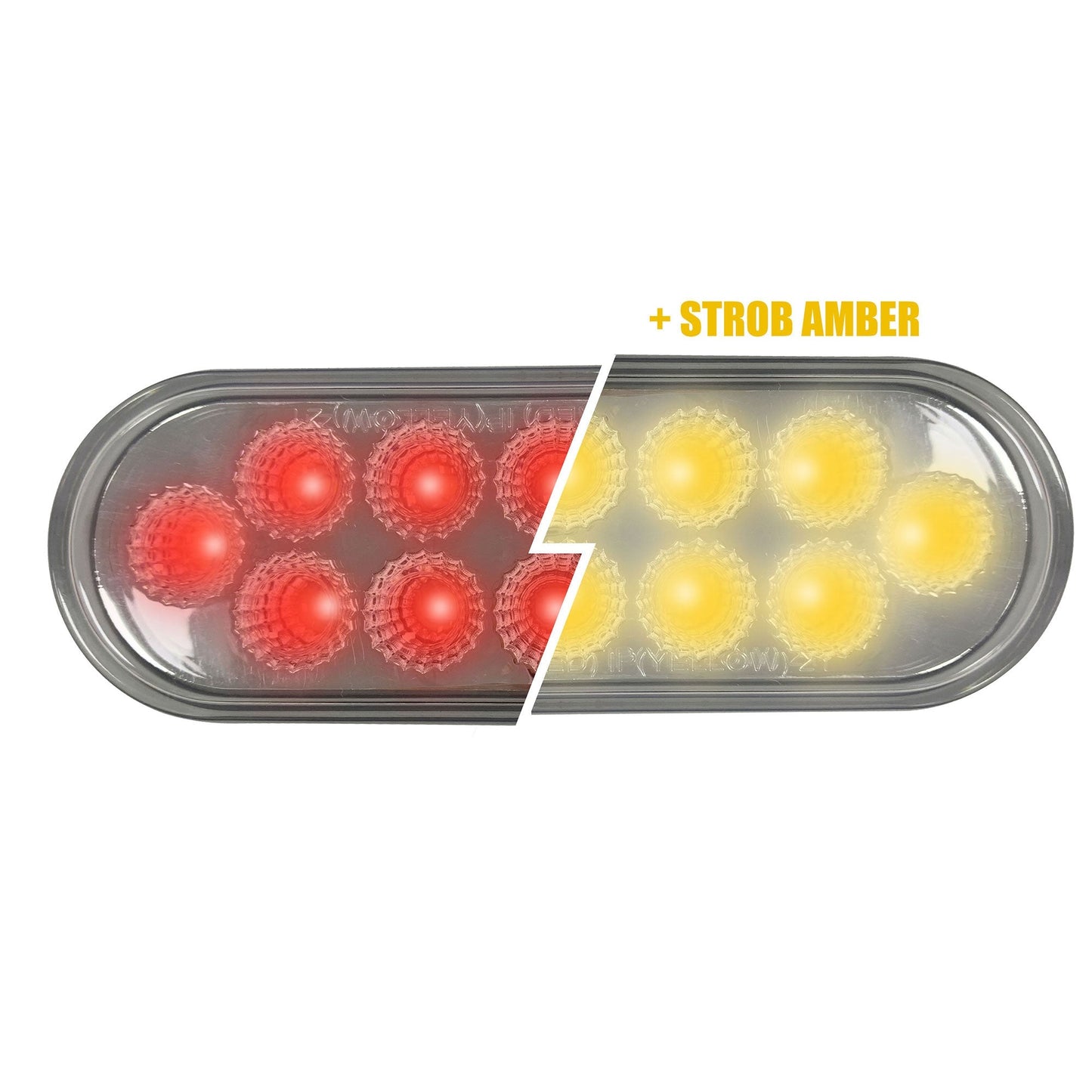 6” Oval Dual Function Multivoltage Led Lights - Red & White Led/Clear Lens | F238710