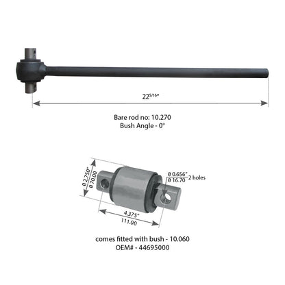 Fortpro Torque Rod with Bush Compatible with Hendrickson 340/400/460 Suspensions Replaces 46661 | F184221