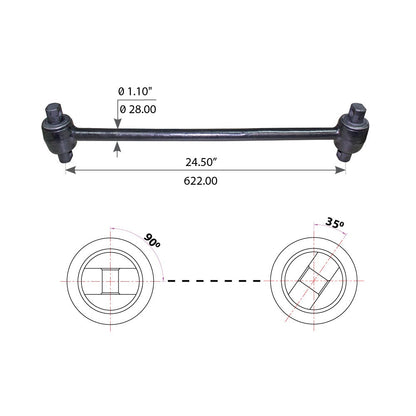 Fortpro Torque Rod with Bushing Compatible with Freightliner Rear FAS Airliner I, II Series Suspension Systems Replaces 161-6749-002 | F317210