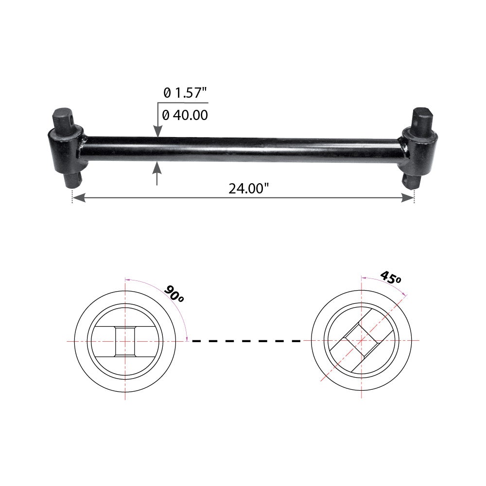 Fortpro Torque Rod with Bushing Compatible with Freightliner Rear FAS Airliner I, II Series Trucks Replaces 681-326-6716 | F317229