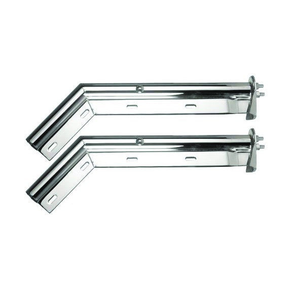 F247586 | MUD FLAP HANGER CHROME 45 DEGREE ANGLE 1-1/8" SPACING BETWEEN BOLTS. SOLD BY PAIR