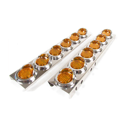 Fortpro Stainless Steel LED Sealed Marker Light Bar with 6 Amber 2" Lights | F235299