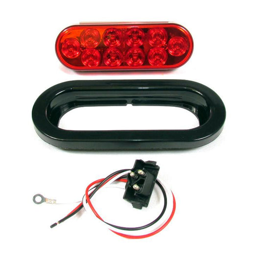6" Red Oval Marker/Tail/Stop/Turn Led Light With 10 Leds And Red Lens | F235180