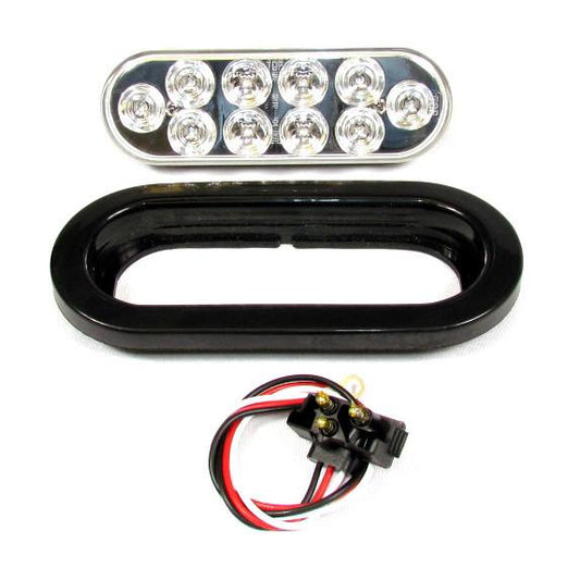 6" Red Oval Marker/Tail/Stop/Turn Led Light With 10 Leds And Clear Lens | F235186
