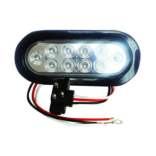 6" White Oval Backup Led Light With 10 Leds And Clear Lens | F235198