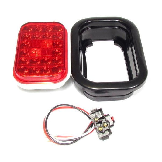 5.3" x  3.4" Red Rectangular Tail/Stop/Turn Led Light With 24 Leds And Red Lens | F235286