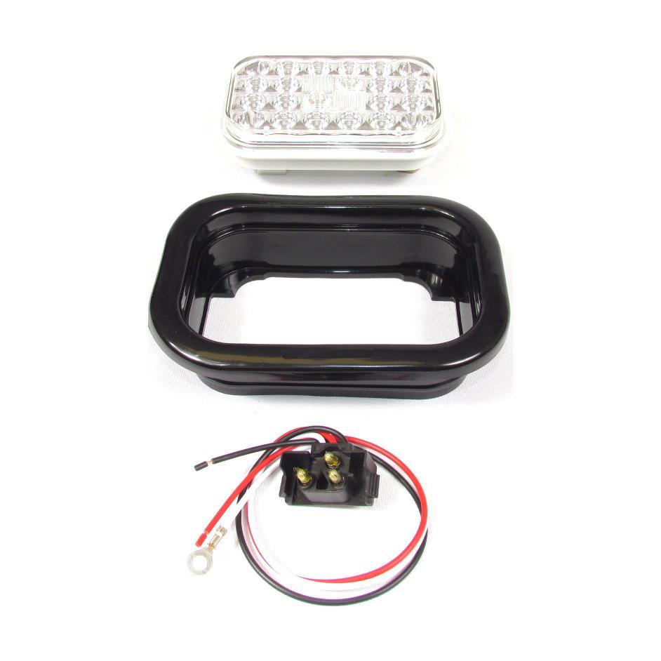 5.3" x  3.4" Red Rectangular Tail/Stop/Turn Led Light With 24 Leds And Clear Lens | F235287