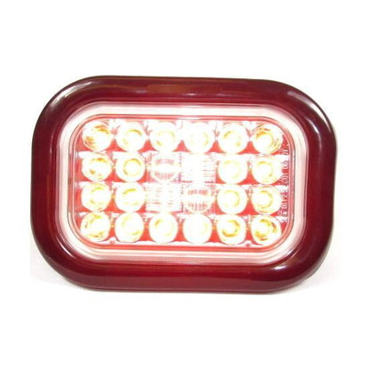 5.3" x  3.4" Red Rectangular Tail/Stop/Turn Led Light With 24 Leds And Clear Lens | F235287