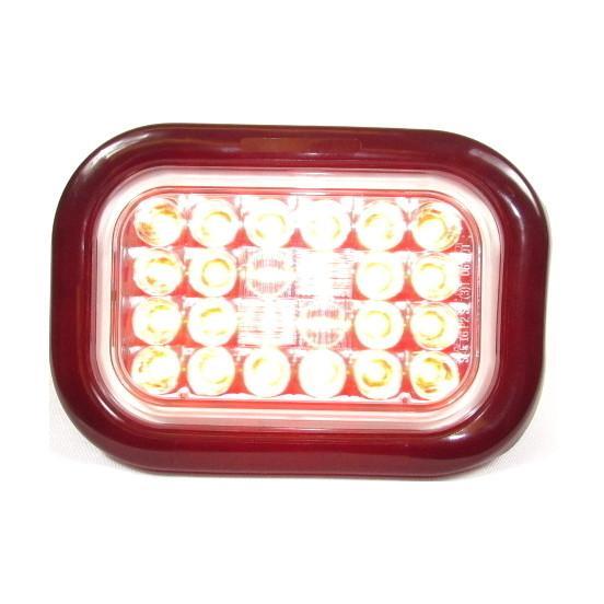 5.3" x  3.4" Red Rectangular Tail/Stop/Turn Led Light With 24 Leds And Clear Lens | F235287