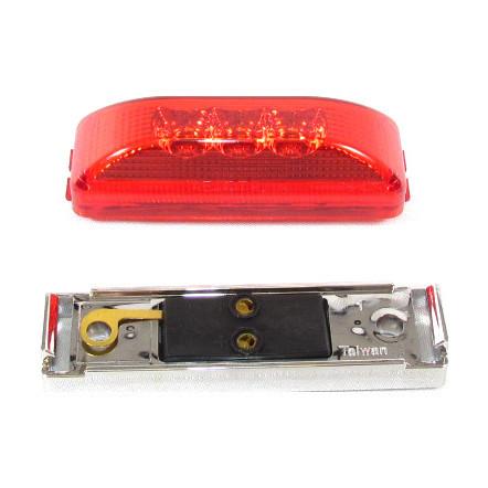 Red Rectangular Side Marker Led Light With 3 Leds And Red Lens | F235254