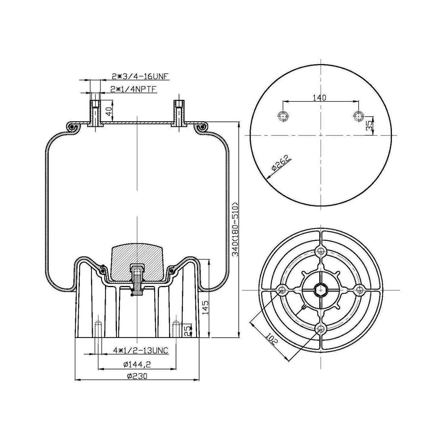 F245592 | AIR SPRING | Replace 8755 | FAS-0771