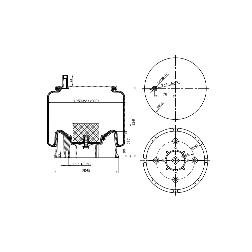 F245586 | AIR SPRING | Replace 9270 |1R13-119 | FAS-0713