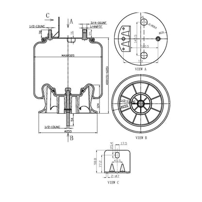 F245580 | AIR SPRING  9875, 1R12-432 | Replace FAS-0729