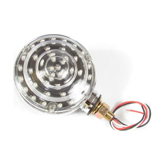 Chrome Round Pedestal Led Light With 48/40 Amber/Red Leds And Clear Lens | F235268
