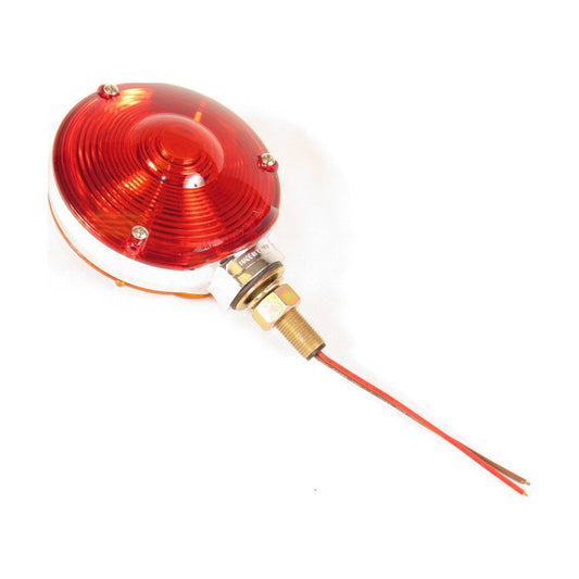 Chrome Round Pedestal Incandescent Light With Red/Amber Lens