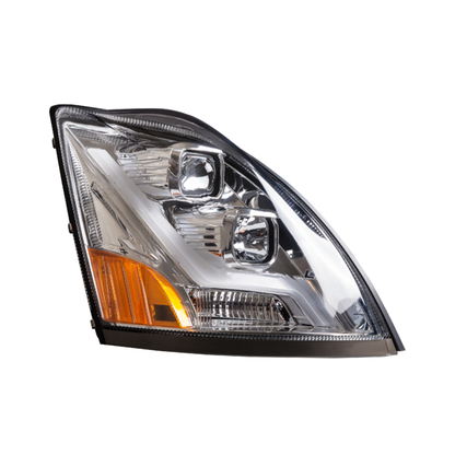 Fortpro Chrome Housing Headlight with light bar Compatible with Volvo VN/VNL - Passenger Side | F236822
